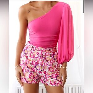 Pink floral shorts